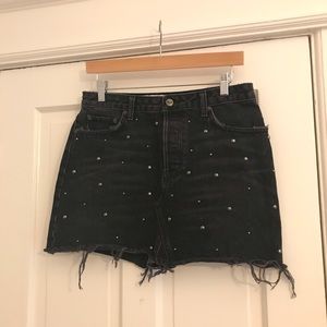 reformation washed black denim mini skirt sz 29